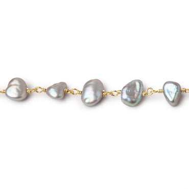 7x7-9x6mm Silver Rose' Keshi Pearl Vermeil Chain by the foot (ONLINE ORDER ONLY)