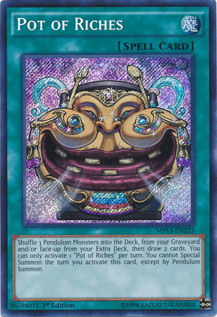 Pot of Riches [MP15-EN233] Secret Rare (ONLINE ORDER ONLY)
