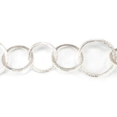 18mm and 22mm Silver plated Brushed Round Link Chain by the foot (ONLINE ORDER ONLY)