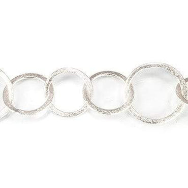 18mm and 22mm Silver plated Brushed Round Link Chain by the foot (ONLINE ORDER ONLY)