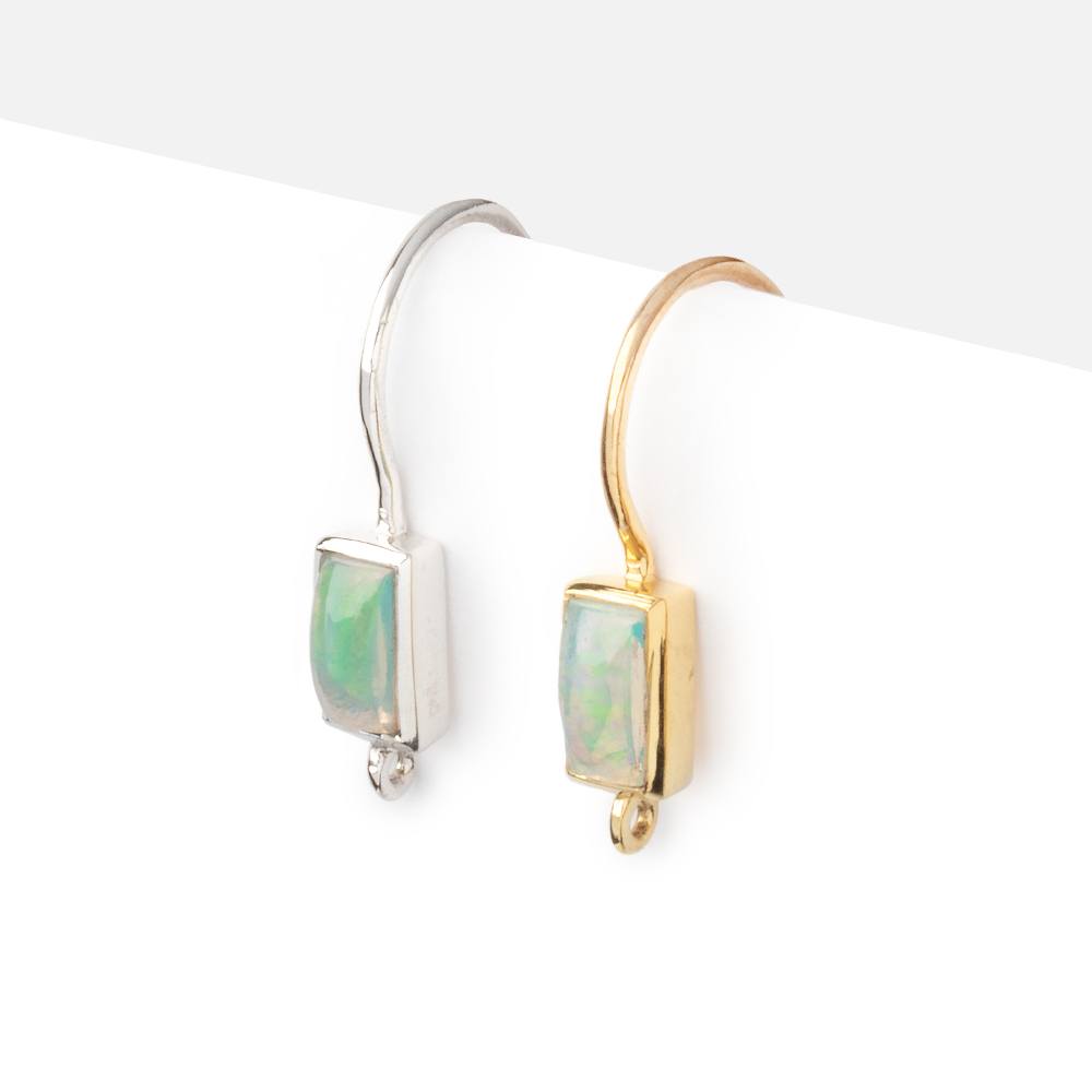 18mm Ethiopian Opal Plain Baguette Ear Wire Set of 2 pieces (ONLINE ORDER ONLY)