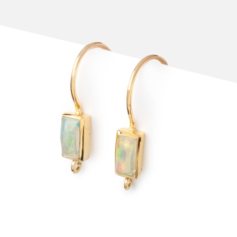 18mm Ethiopian Opal Plain Baguette Ear Wire Set of 2 pieces (ONLINE ORDER ONLY)
