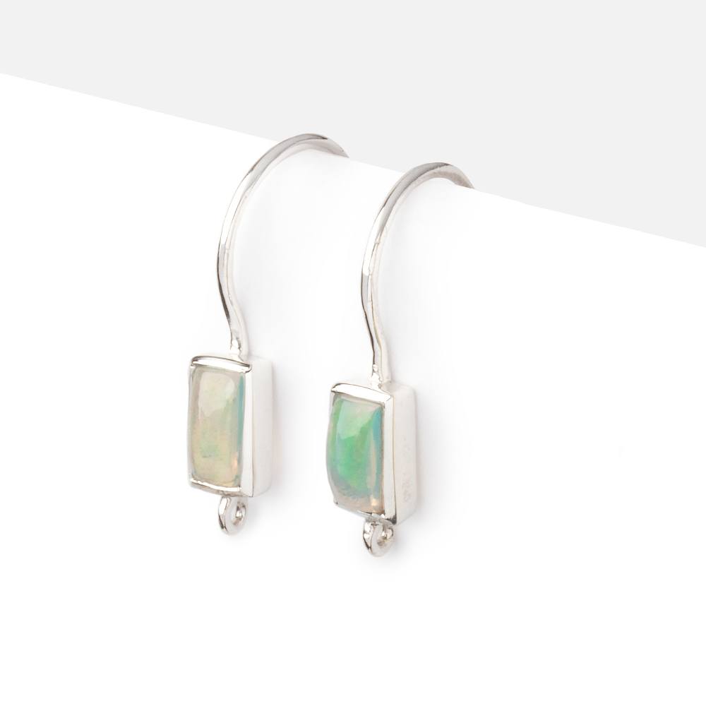 18mm Ethiopian Opal Plain Baguette Ear Wire Set of 2 pieces (ONLINE ORDER ONLY)