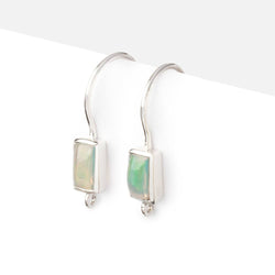 18mm Ethiopian Opal Plain Baguette Ear Wire Set of 2 pieces (ONLINE ORDER ONLY)