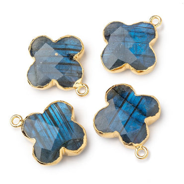 18mm Gold Leafed Labradorite Quatrefoil Pendant 1 focal piece (ONLINE ORDER ONLY)