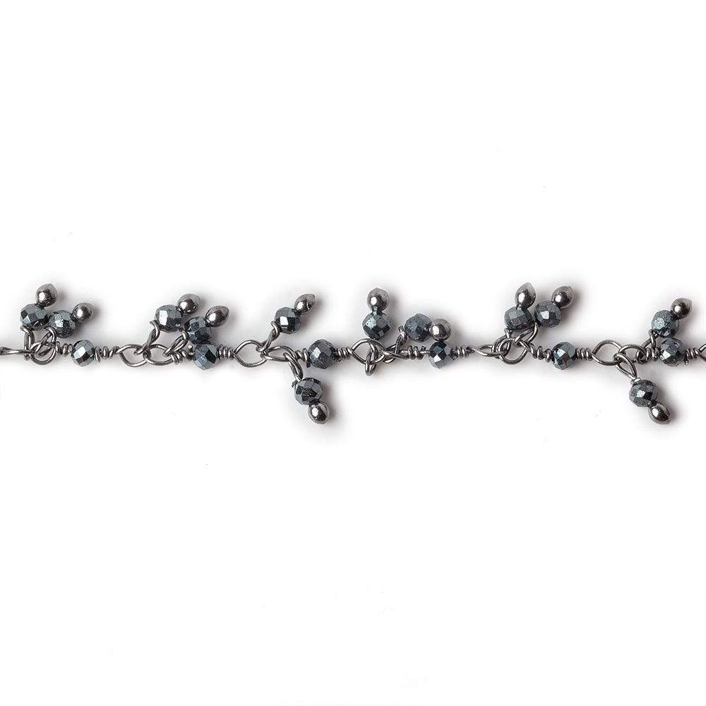 1.8mm Hematite micro faceted round Black Gold Dangling Chain by the foot (ONLINE ORDER ONLY)