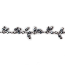 1.8mm Hematite micro faceted round Black Gold Dangling Chain by the foot (ONLINE ORDER ONLY)