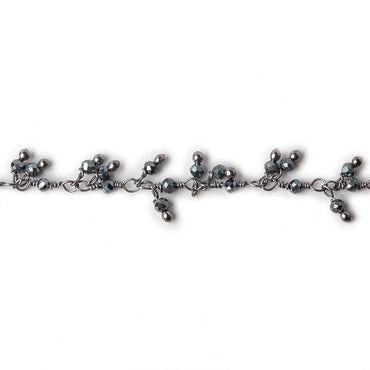 1.8mm Hematite micro faceted round Black Gold Dangling Chain by the foot (ONLINE ORDER ONLY)