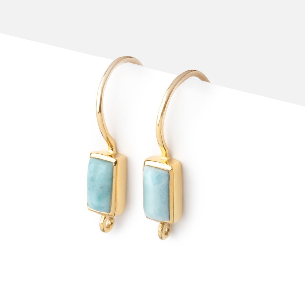 18mm Larimar Plain Baguette Ear Wire Set of 2 pieces (ONLINE ORDER ONLY)