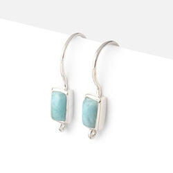 18mm Larimar Plain Baguette Ear Wire Set of 2 pieces (ONLINE ORDER ONLY)