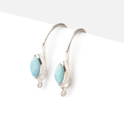 18mm Larimar Plain Marquise Ear Wire Set of 2 pieces (ONLINE ORDER ONLY)