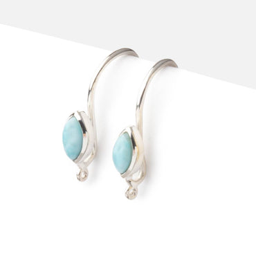 18mm Larimar Plain Marquise Ear Wire Set of 2 pieces (ONLINE ORDER ONLY)