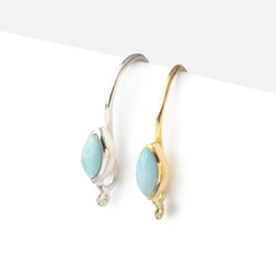 18mm Larimar Plain Marquise Ear Wire Set of 2 pieces (ONLINE ORDER ONLY)