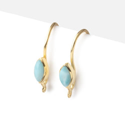 18mm Larimar Plain Marquise Ear Wire Set of 2 pieces (ONLINE ORDER ONLY)