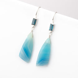 18mm London Blue Topaz Baguette Ear Wire Set of 2 pieces (ONLINE ORDER ONLY)