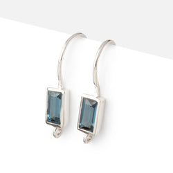 18mm London Blue Topaz Baguette Ear Wire Set of 2 pieces (ONLINE ORDER ONLY)