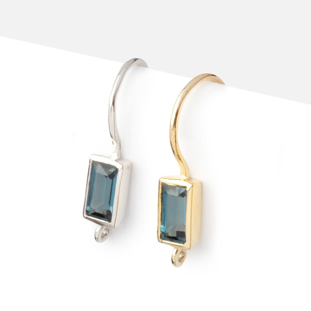 18mm London Blue Topaz Baguette Ear Wire Set of 2 pieces (ONLINE ORDER ONLY)