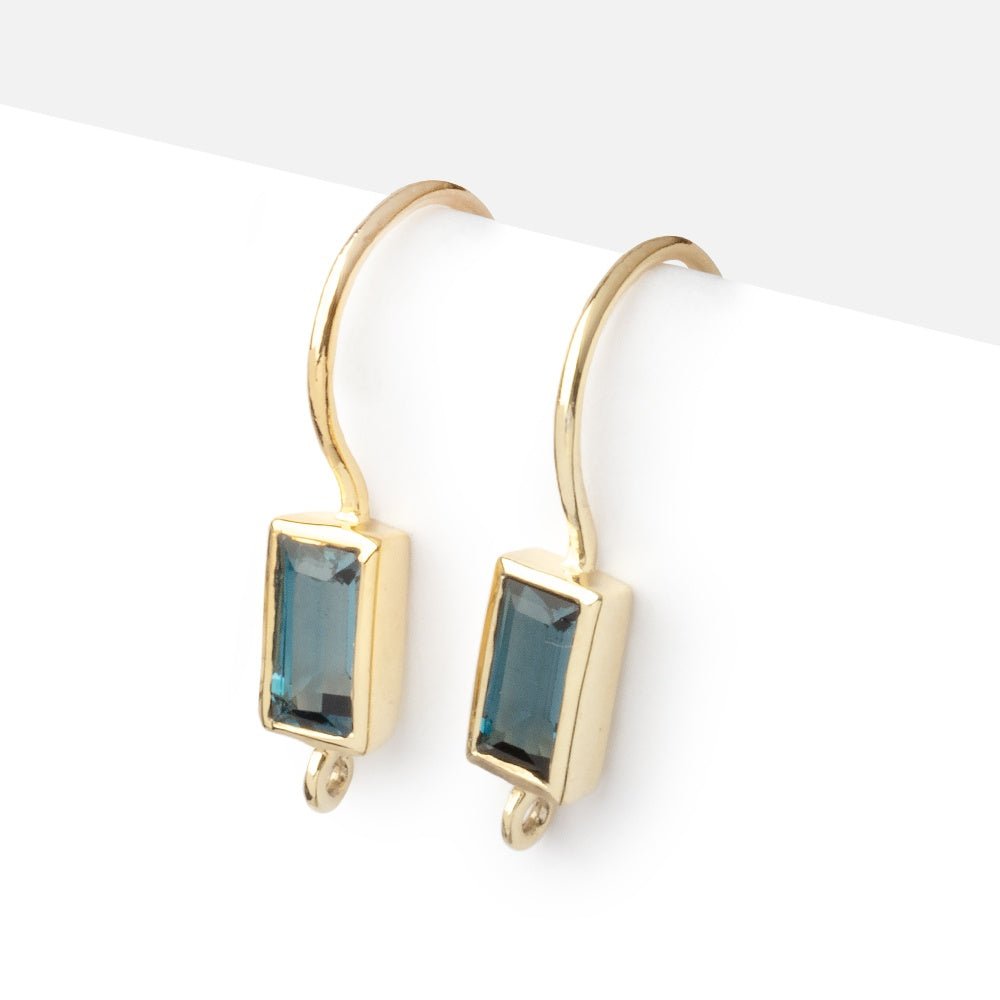 18mm London Blue Topaz Baguette Ear Wire Set of 2 pieces (ONLINE ORDER ONLY)