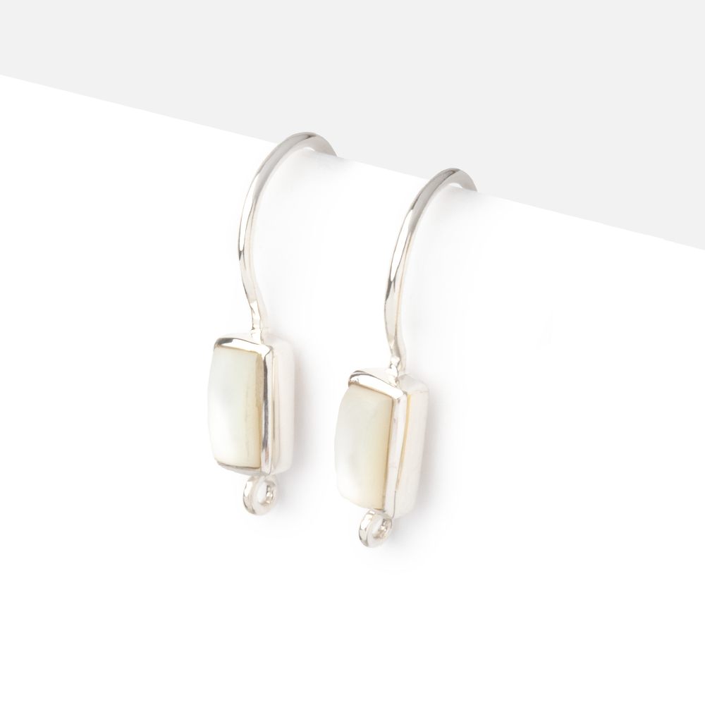 18mm Mother of Pearl Plain Baguette Ear Wire Set of 2 pieces (ONLINE ORDER ONLY)