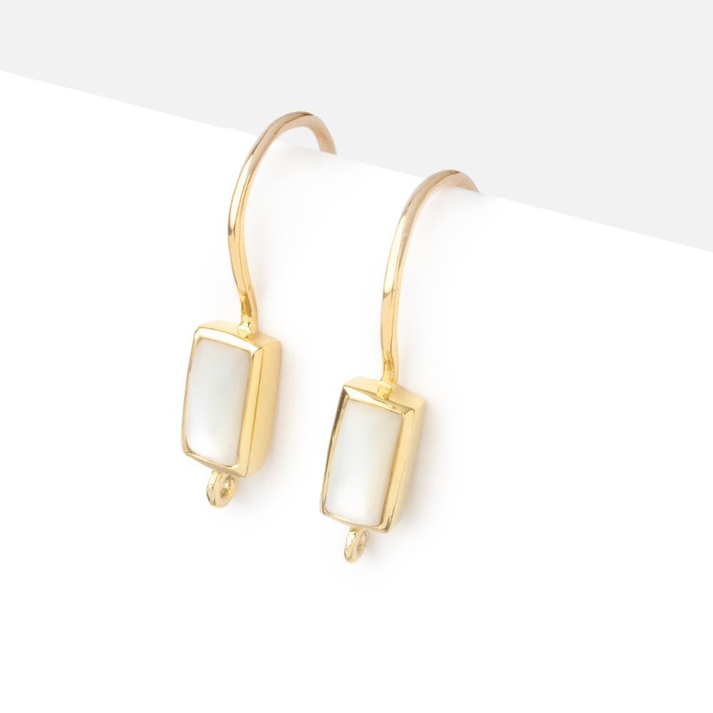 18mm Mother of Pearl Plain Baguette Ear Wire Set of 2 pieces (ONLINE ORDER ONLY)