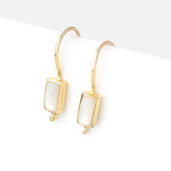 18mm Mother of Pearl Plain Baguette Ear Wire Set of 2 pieces (ONLINE ORDER ONLY)