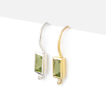 18mm Peridot Baguette Ear Wire Set of 2 pieces (ONLINE ORDER ONLY)