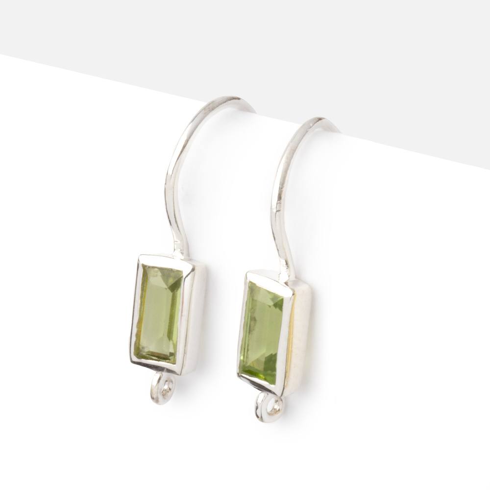 18mm Peridot Baguette Ear Wire Set of 2 pieces (ONLINE ORDER ONLY)