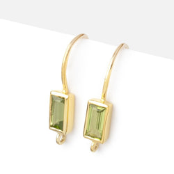18mm Peridot Baguette Ear Wire Set of 2 pieces (ONLINE ORDER ONLY)