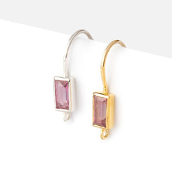 18mm Pink Topaz Baguette Ear Wire Set of 2 pieces (ONLINE ORDER ONLY)