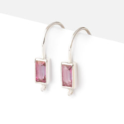 18mm Pink Topaz Baguette Ear Wire Set of 2 pieces (ONLINE ORDER ONLY)
