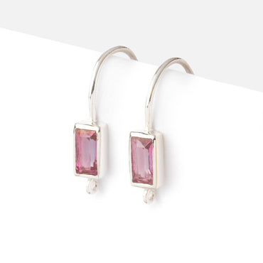 18mm Pink Topaz Baguette Ear Wire Set of 2 pieces (ONLINE ORDER ONLY)