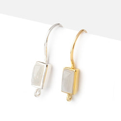 18mm Rainbow Moonstone Plain Baguette Ear Wire Set of 2 pieces (ONLINE ORDER ONLY)