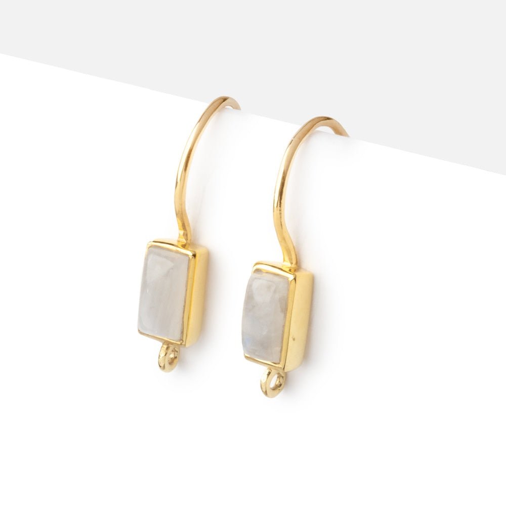 18mm Rainbow Moonstone Plain Baguette Ear Wire Set of 2 pieces (ONLINE ORDER ONLY)