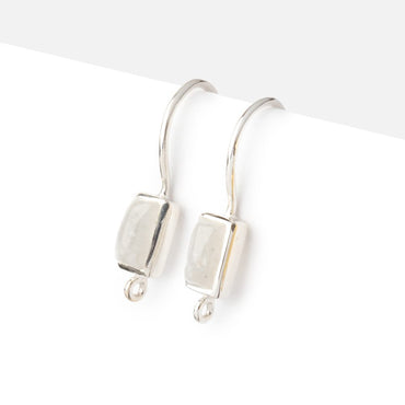 18mm Rainbow Moonstone Plain Baguette Ear Wire Set of 2 pieces (ONLINE ORDER ONLY)