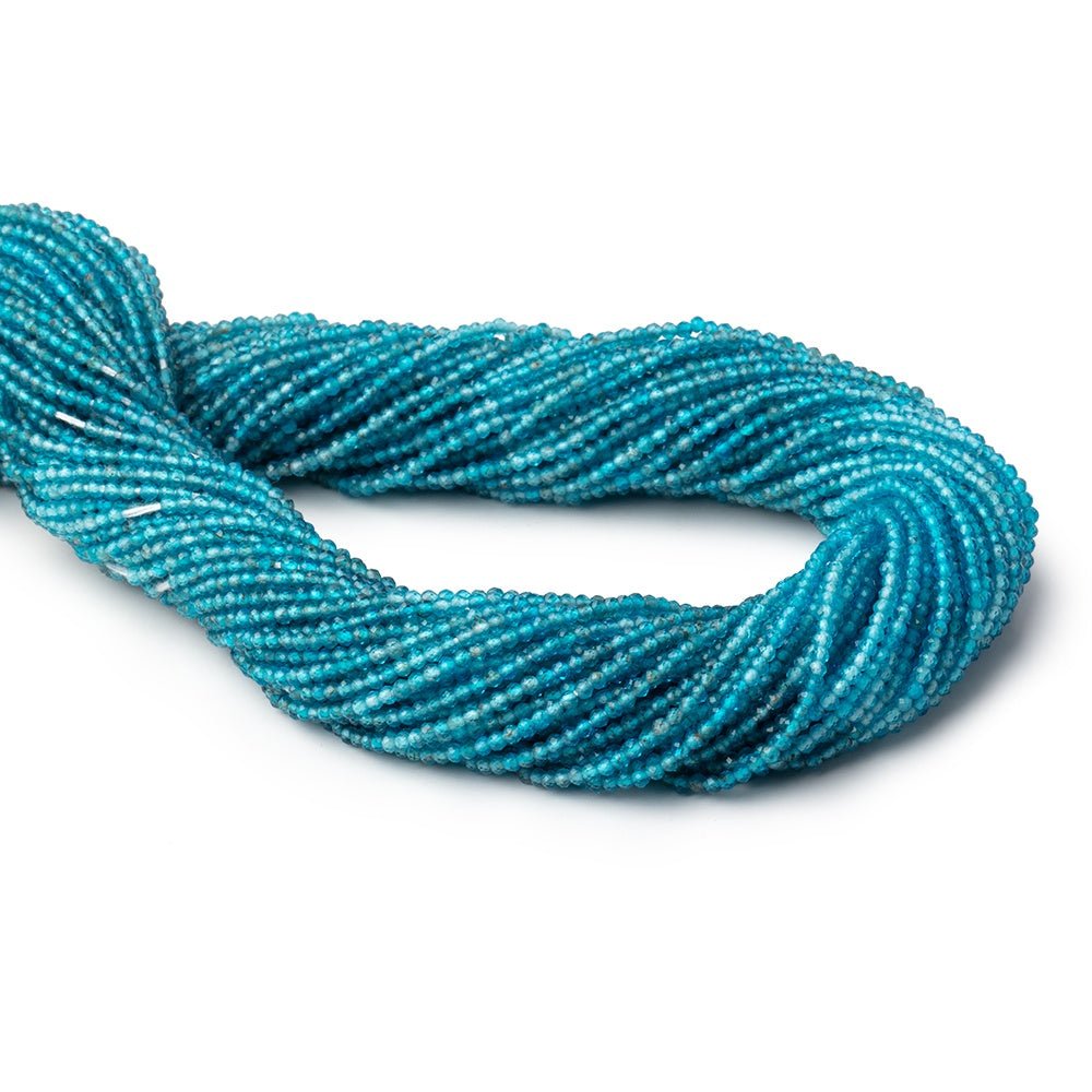 1.8mm Shaded Neon Blue Apatite Micro Faceted Rounds 12 inch 192 beads AA (ONLINE ORDER ONLY)