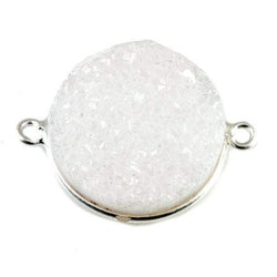 18mm Silver Bezeled Natural White Drusy Coin Connector Focal Bead (ONLINE ORDER ONLY)