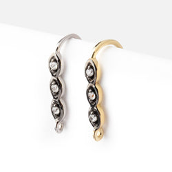 18mm Triple CZ Two Tone Ear Wire Set of 2 pieces (ONLINE ORDER ONLY)