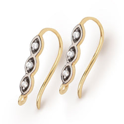 18mm Triple CZ Two Tone Ear Wire Set of 2 pieces (ONLINE ORDER ONLY)
