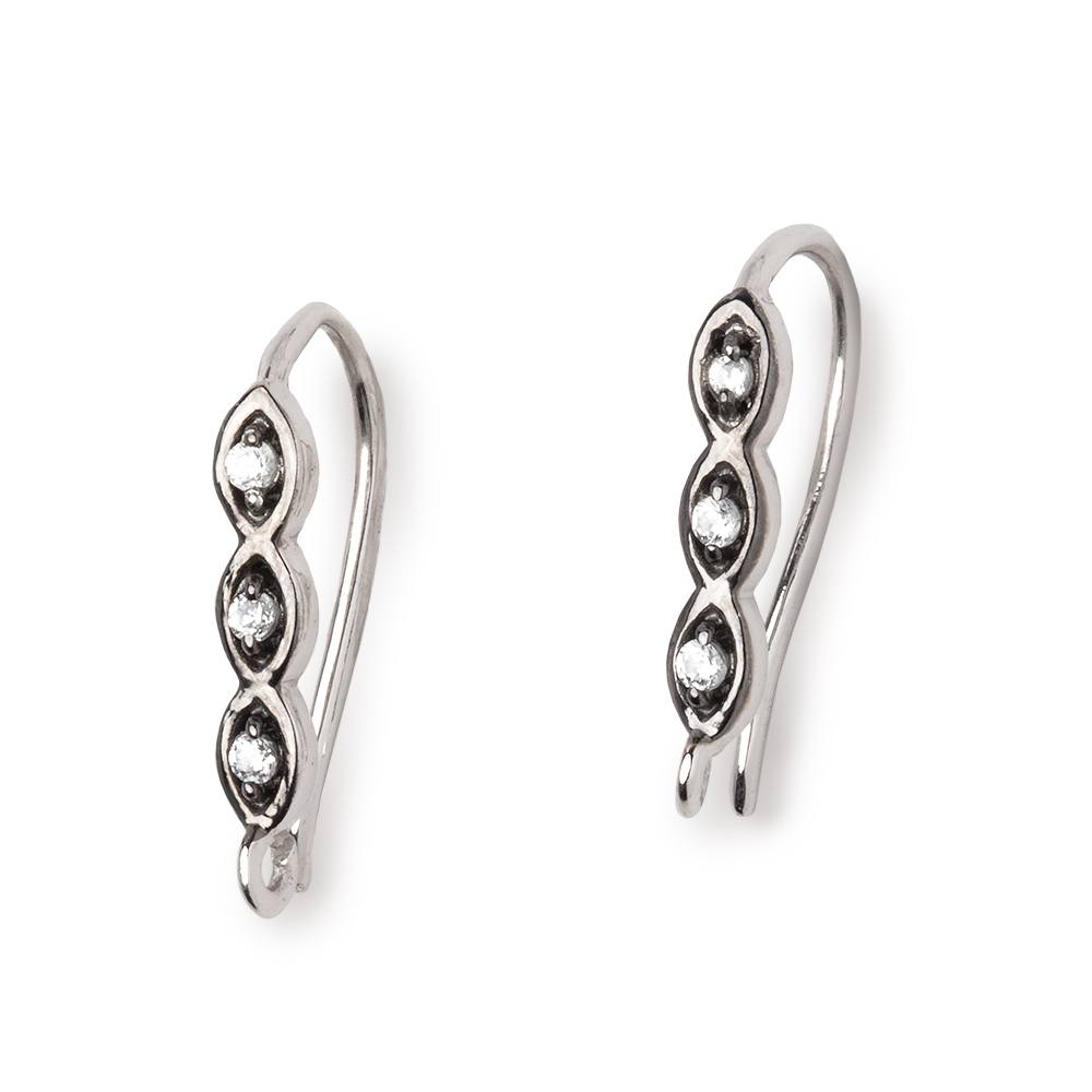 18mm Triple CZ Two Tone Ear Wire Set of 2 pieces (ONLINE ORDER ONLY)