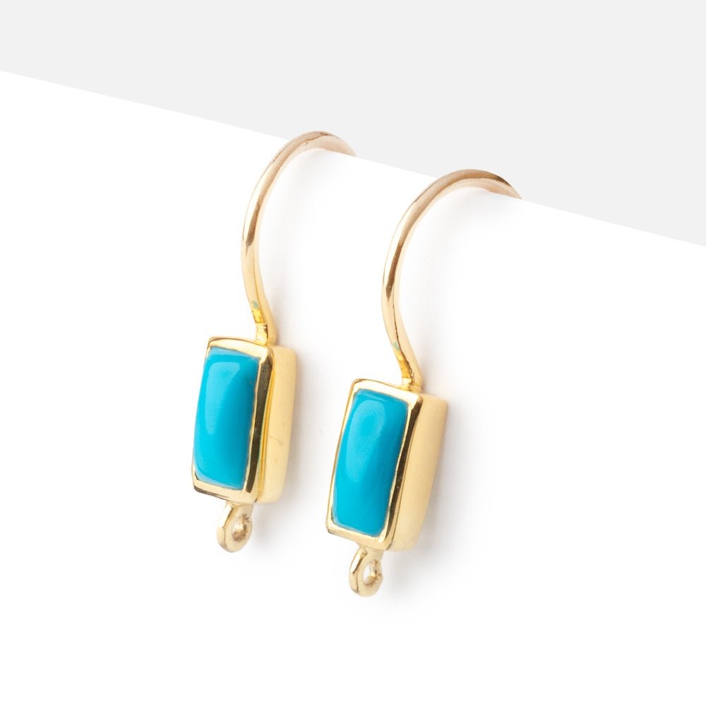 18mm Turquoise Plain Baguette Ear Wire Set of 2 pieces (ONLINE ORDER ONLY)