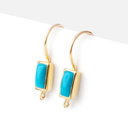 18mm Turquoise Plain Baguette Ear Wire Set of 2 pieces (ONLINE ORDER ONLY)