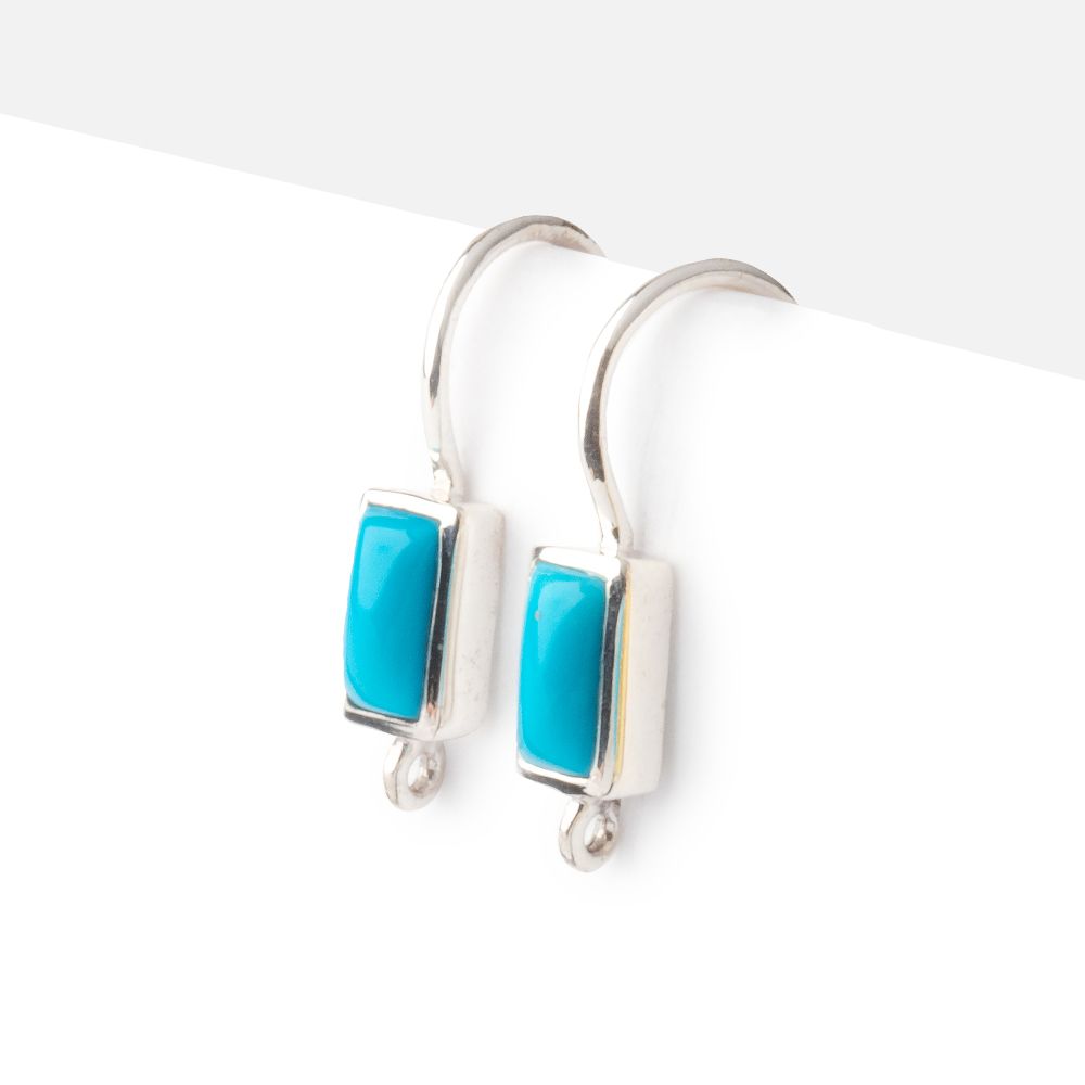 18mm Turquoise Plain Baguette Ear Wire Set of 2 pieces (ONLINE ORDER ONLY)