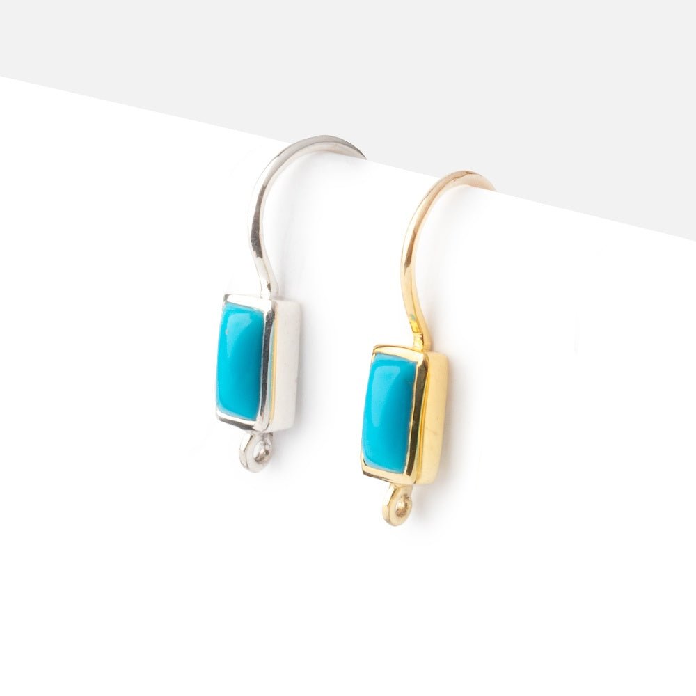 18mm Turquoise Plain Baguette Ear Wire Set of 2 pieces (ONLINE ORDER ONLY)