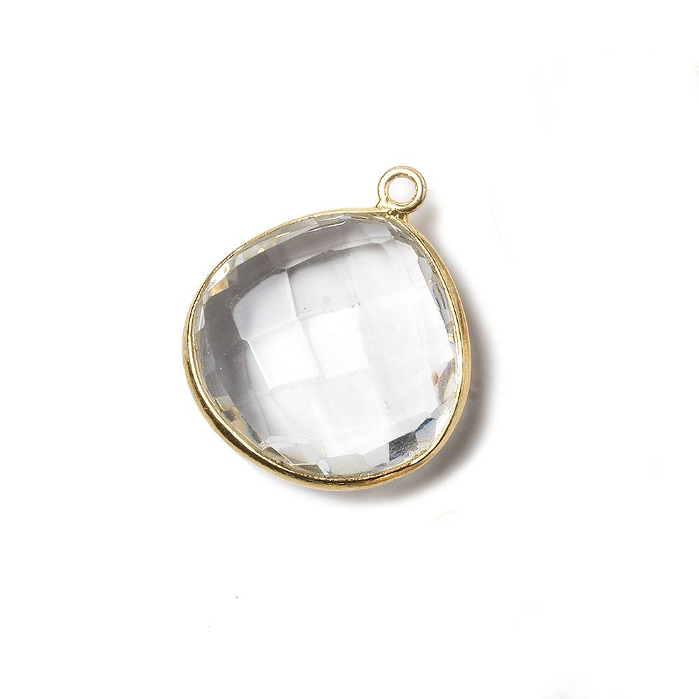 18mm Vermeil Bezeled Crystal Quartz faceted Heart Focal Pendant 1 piece (ONLINE ORDER ONLY)