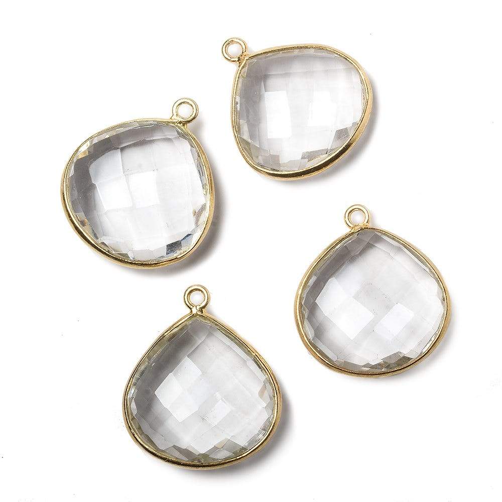 18mm Vermeil Bezeled Crystal Quartz faceted Heart Focal Pendant 1 piece (ONLINE ORDER ONLY)