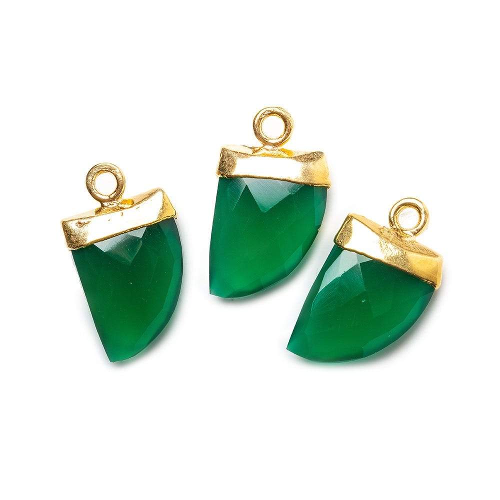 18x10mm 22kt Gold Leaf Tip Green Onyx Horn Pendant 1 piece (ONLINE ORDER ONLY)