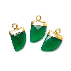 18x10mm 22kt Gold Leaf Tip Green Onyx Horn Pendant 1 piece (ONLINE ORDER ONLY)