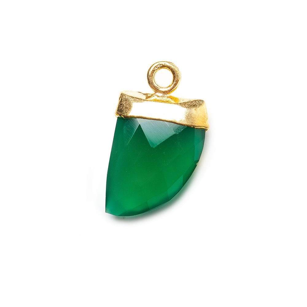 18x10mm 22kt Gold Leaf Tip Green Onyx Horn Pendant 1 piece (ONLINE ORDER ONLY)