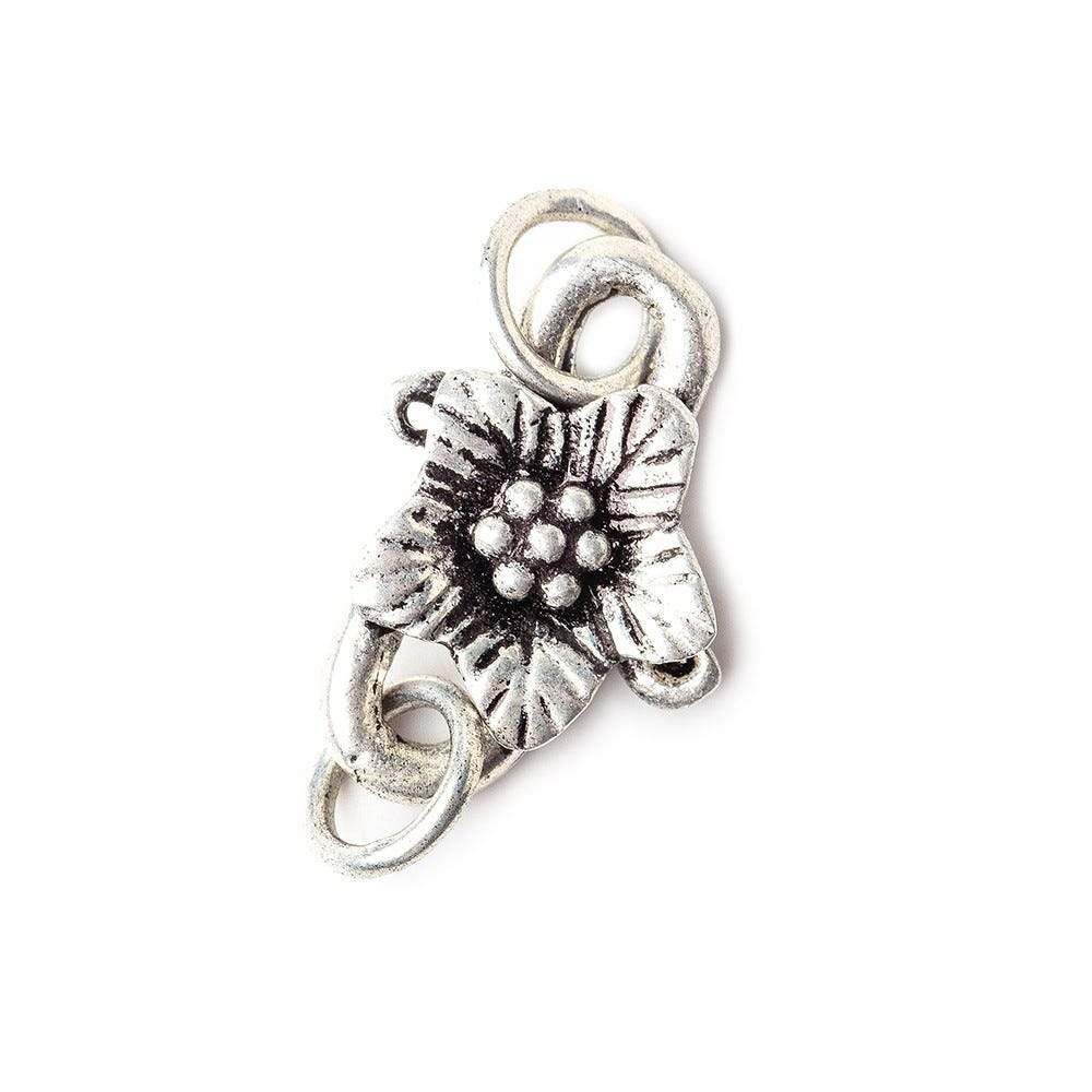 18x10mm Antiqued Sterling Silver Flower S Hook 1 Finding (ONLINE ORDER ONLY)