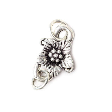 18x10mm Antiqued Sterling Silver Flower S Hook 1 Finding (ONLINE ORDER ONLY)